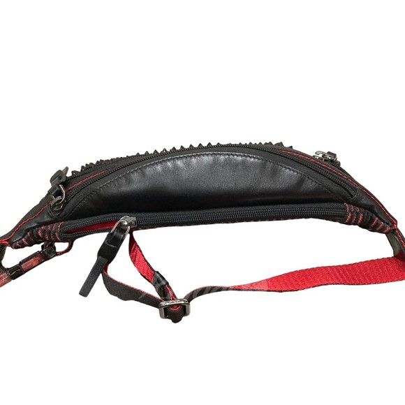 Christian Louboutin Spike Studded Waist Bag Black Red - Picture 5 of 7